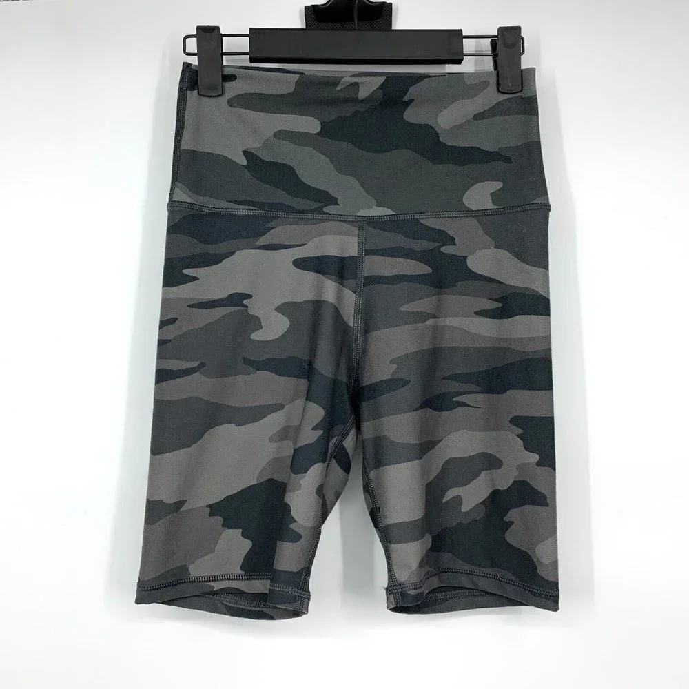 Aerie Biker Shorts Camo Gray High Rise Chill Move Athleisure NWT